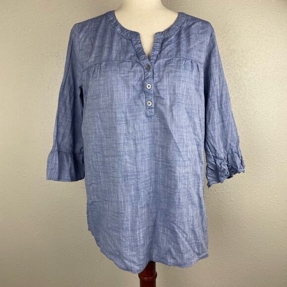 North River Half Button Down Tunic Top Size L EUC - Picture 1 of 5